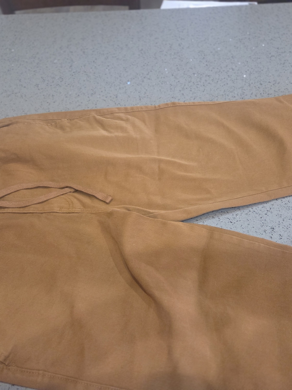 Button-Front Drawstring Chinos - Brown - Picture 4 of 7
